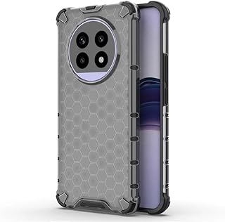 جراب حماية خلفي مضاد للصدمات بتصميم قرص عسل لموبايل ريلمي 13 برو/13 برو بلس، جراب حماية بزوايا واقية مرتفعة وظهر شبه شفاف متوافق مع ريلمي 13 برو/13 برو بلس (رمادي)