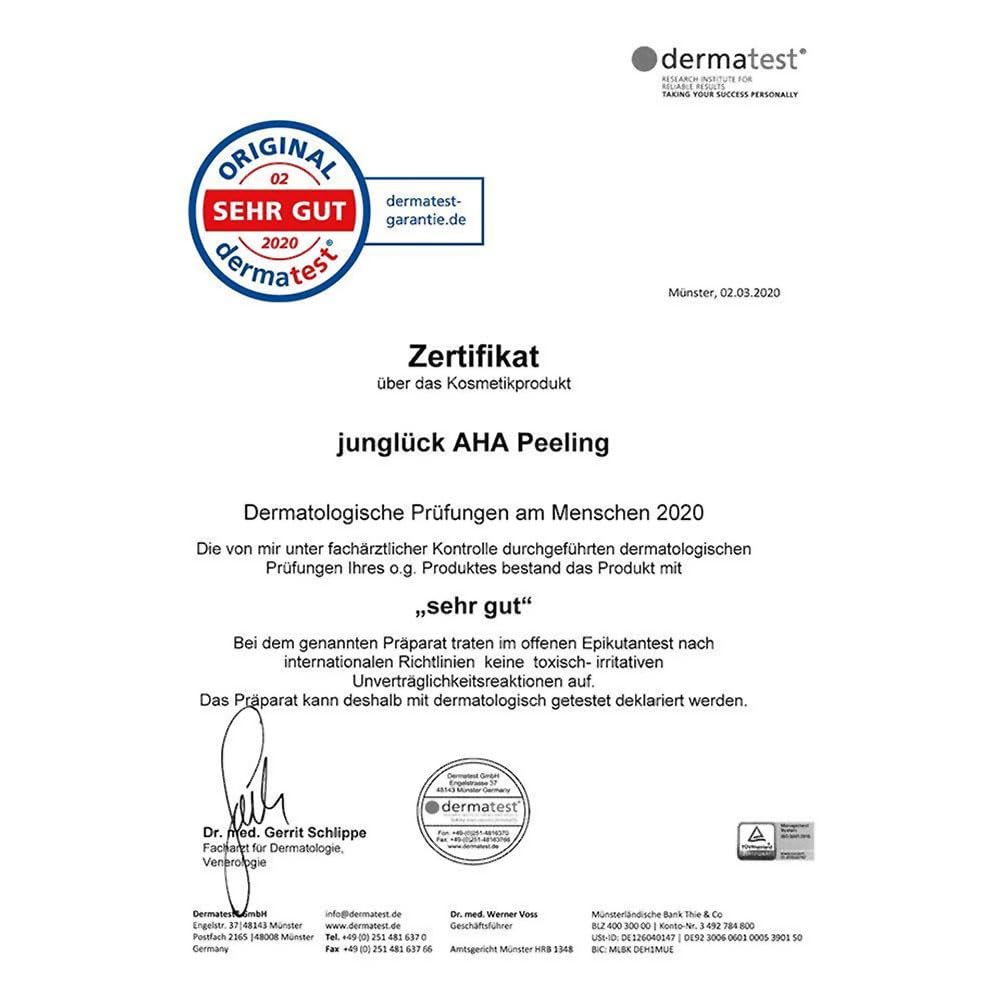 JUNGLÜCK AHA Peeling Gesicht - Vegan | Mildes Fruchtsäure Peeling erneuert und glättet die Haut über Nacht & spendet Feuchtigkeit | Löst sanft trockene Hautschüppchen | Gesichtsreinigung