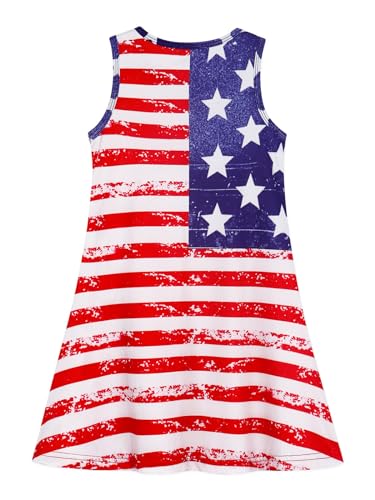 Eledobby 4th of July Girls Dress Independence Day Dresses American Flag Striped Sleeveless Sundress Patriotic Outfits2