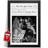 Custom Happy Hour Newspaper with Photo Poster – New York News Trendy Style Print with Photo & Text, Party Gift for Friends, Girls Night Out, BFF Canvas Wall Decor Retro for Bedroom Dorm Living Room