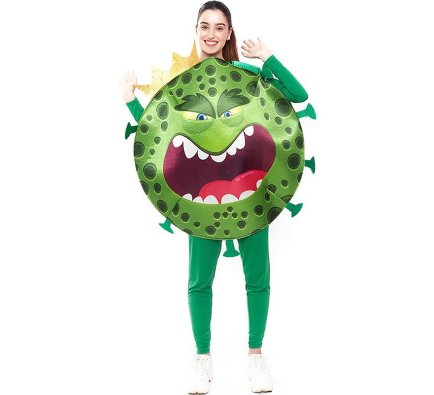 Costume de coronavirus vert pour adulte avec couronne festive