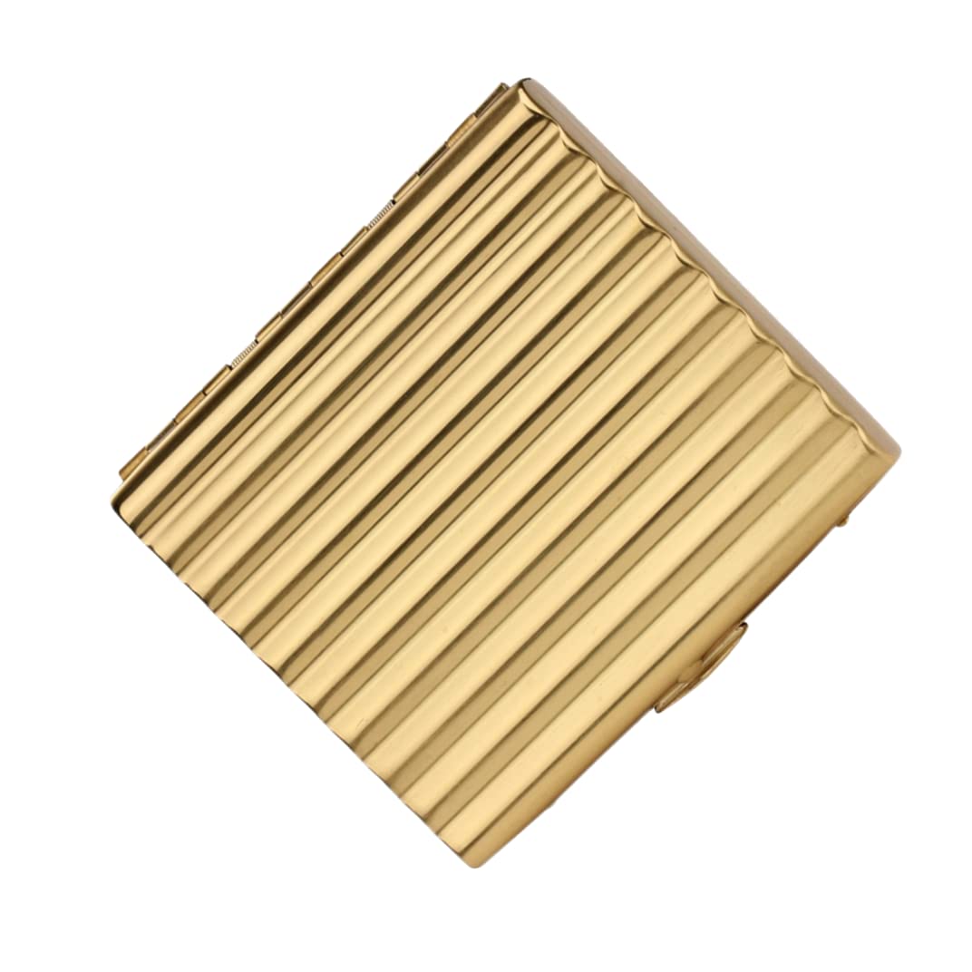 Portable Solid Copper Pocket Carrying Cigarette Box Case 20 Capacity for 70MM Hand Rolled Cigarettes with Gift Box for Men Women (Golden)