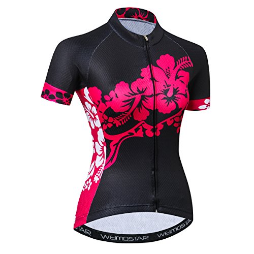 Hotlion Ensemble maillot de cyclisme à manches courtes pour femme avec veste et short à séchage rapide et respirant, Cu0001-1, Taille L