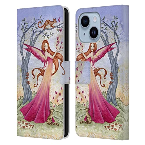 Protection cuir iPhone 14 Plus avec fentes cartes motif Magie de Papillon