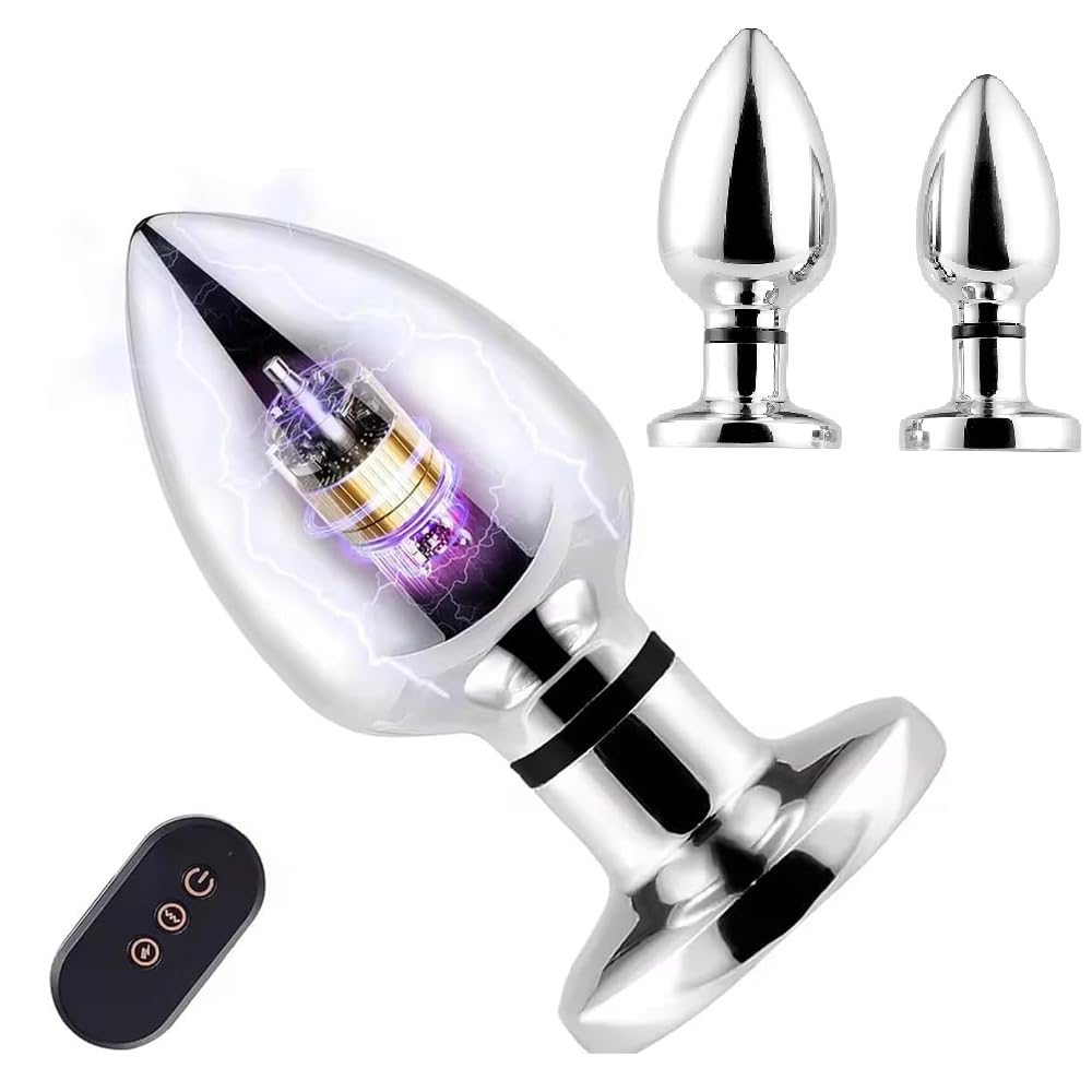 2-in-1 Electric Shock Vibrating Butt Anal Plugs with 6 Electric Shocks 10 Vibration Modes Estim Metal Anal Plug