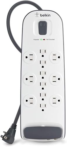Miniatura 3 de Protector contra sobretensiones Belkin 12-Outlet con un cable de alimentación de 8 pies y protección telefónica y coaxial (BV112230-08-BLK) Modelo