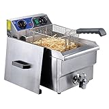 Yescom Commercial Professional Electric 11.7L Deep Fryer Timer and Drain Stainless Steel French Fry Restaurant Kitchen