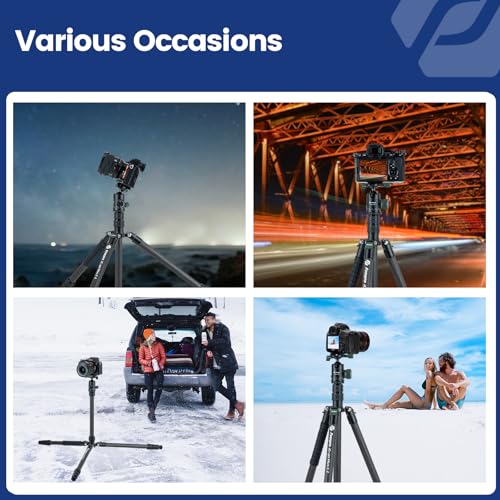Image of Fotopro 73 inch /185cm Carbon Fiber Travel Tripod for Camera, 360 Panorama Ball Head, Arca Quick Release Plate and Bag, Detachable Monopod for DSLR Camera Camcorder, Load up to 22lbs /10kg. X-Go Plus Green