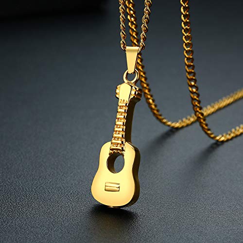 HUANIAN Stainless Steel The Guitar Urn Necklace for Keepsake Memorial Cremation Jewelry,Unisex,19.6" Chain3