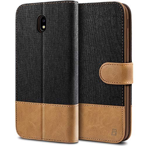 BEZ Funda Samsung J7 2017, Carcasa para Samsung Galaxy J7 2017 Libro de Cuero con Tapas y Cartera, Cover Protectora con Ranura para Tarjetas y Billetera, Cierre Magnético, Negro