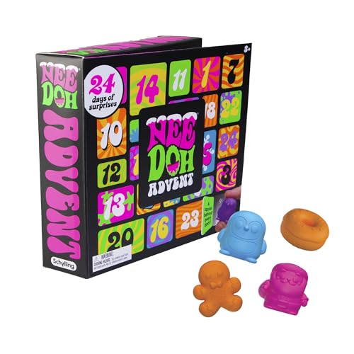Schylling NeeDoh Squishmas Advent Calendar - 24 Mini Squeeze Toys - Christmas Countdown - Ages 3 to Adult
