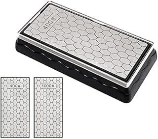 Madotree Diamond Sharpening Stone 400/1000 Grit Double Sided Professional Whetstone Sharpening Kit with Non Slip Base Unit & Clear Cover,for Scissors Knives Outdoor Kitchen Sharpen Tools