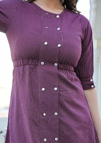 Image of Yash Gallery Women's Cotton Stripe Printed Straight Tunic for Women