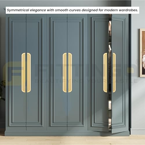 Image of VEZEL Aluminium Wardrobe Handle - Modern Cabinet Pull Handle for Wardrobe, Drawer & Cupboard Furniture, PVD Gold, 600mm - Pack of 2-| 3 Years Warranty |