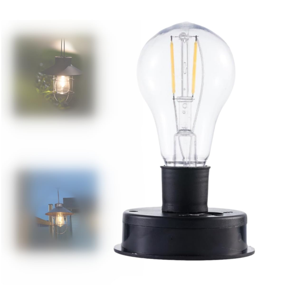 tkerinse Solar Light Bulbs, Solar Lights Replacement Top Panel Lantern, Outdoor Waterproof Steel Black Lantern, 8.1cm