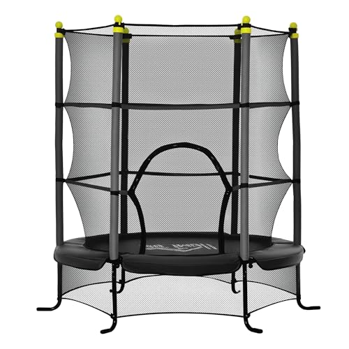 HOMCOM Trampoline Enfant Ø 1,63 × 1,63H m Filet de sécurité Porte zipée Couvre-Ressorts 6...