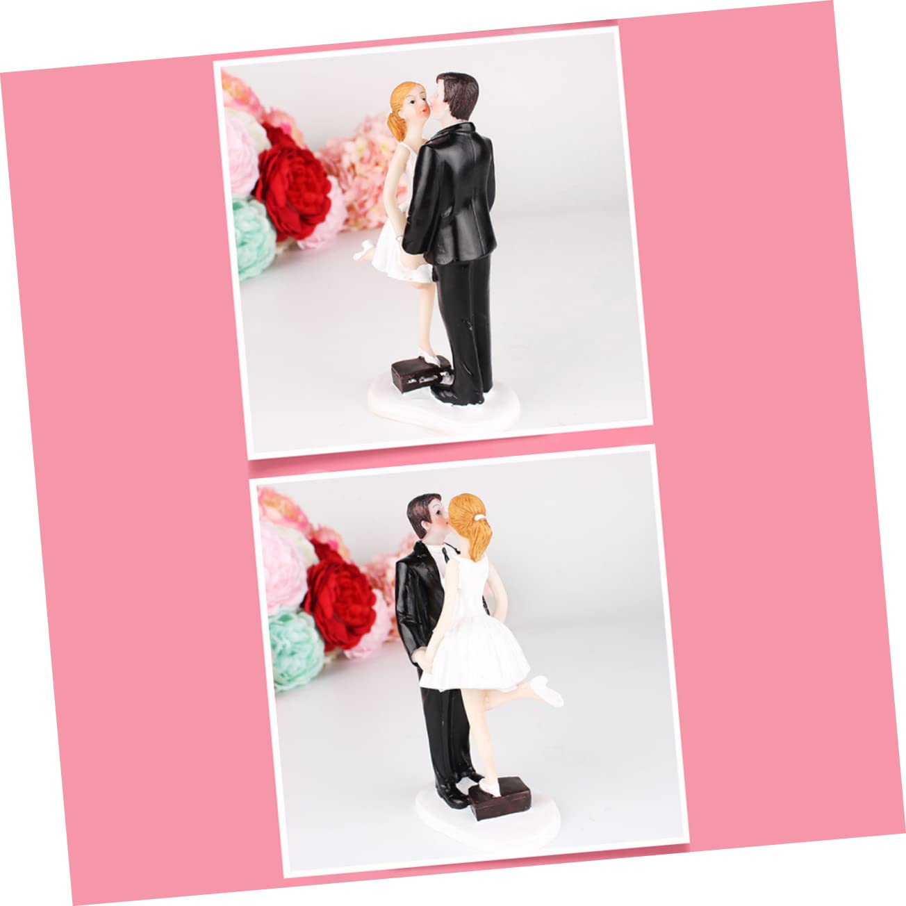 TOYANDONA 2St Braut und Bräutigam-Statue Dessert-Topper aus Kunstharz hochzeitsdeko Ornament liebe Figuren braut bräutigam kuchen dekoration Wagen schmücken Zylinder Dekorationen Marionette