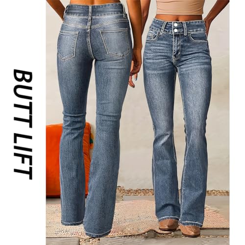Acapi Jeans Women High Waist Boyfriends Straight Leg Stretchy Denim Pants Butt Lift Slim Fit Flare Bell Bottom Denim Pants4