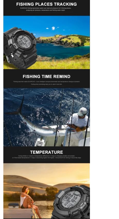 FR715AWatche for Men Outdoor FishingWatch 3ATM Waterproof Barometer Altimeter