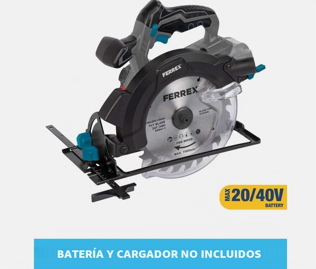 Ferrex Sierra circular de mano, 40 V, con batería y cargador