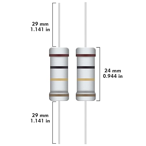 Miniatura 3 de Kit de resistencias de película de carbono de 5 W de 1 ohmio a 1M Ohm 25 valores Surtido de resistencias de 5 vatios y 5%