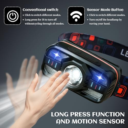 Faros delanteros recargables USB-C de 2000 lúmenes sensor de movimiento contra lluvia 3