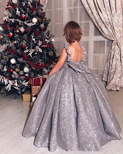 GZCYL Silver Pageant Dresses for Girls Sequin Toddler Pageant Ball Gowns Puffy Prom Dress for Kids3
