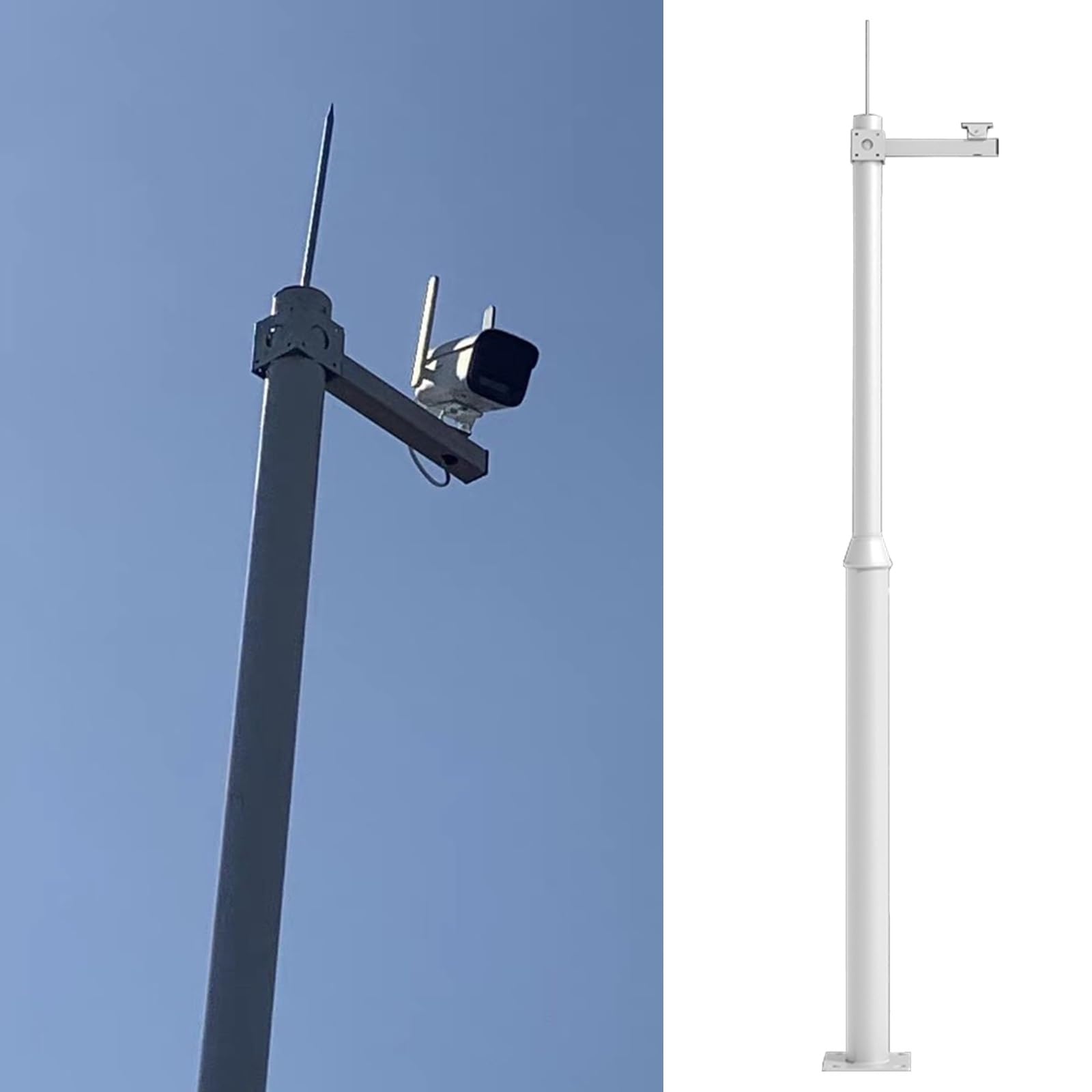 staffa per telecamera esterna Palo per telecamera di sicurezza da esterno, palo universale per telecamera di sorveglianza e staffa con parafulmine, palo di montaggio per sorveglianza multi-angolo per