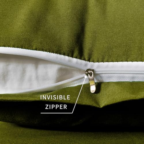 Image of Queen Size Zipper Pillow Cases Set of 2,Deep Sage Green,20x30 Inches | Soft Comfortable, Not Shrink, Breathable Luxury