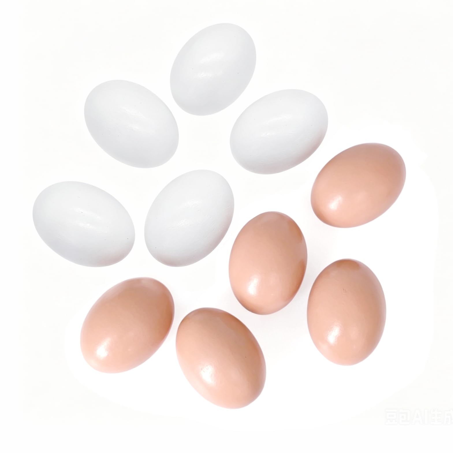 Bianco e Marrone Uova di Legno realistiche per Artigianato Decorazione Domestica Caccia Pasqua