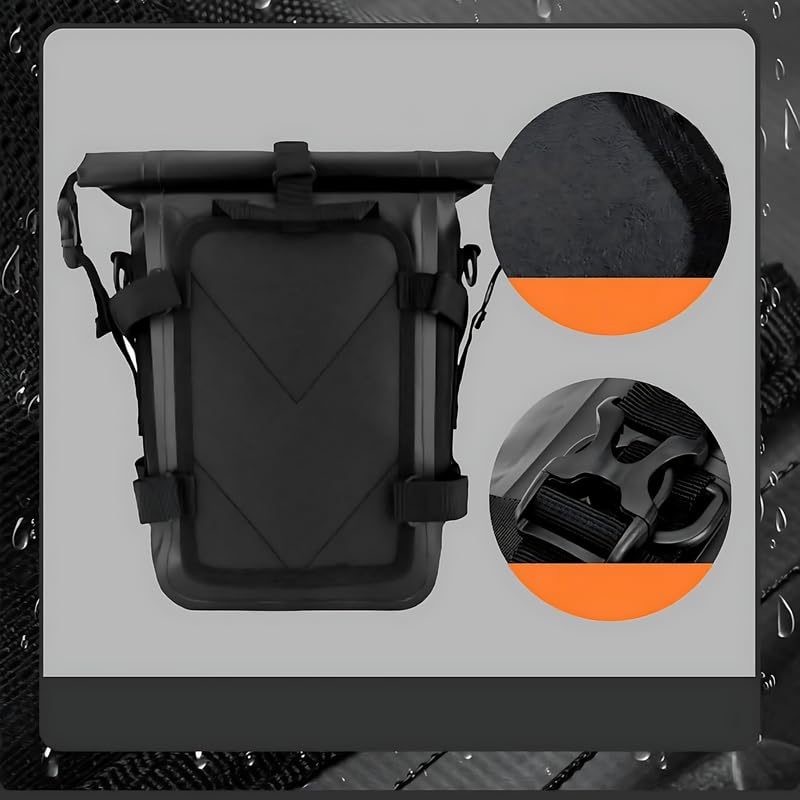 Image of 8L Waterproof Motorcycle Tail Bag - Compact Rear Luggage for Travel, Touring and Racing - Rear Seat Luggage with Buckle Straps, Roll-Top Closure, and Weather Protection (1Pcs)