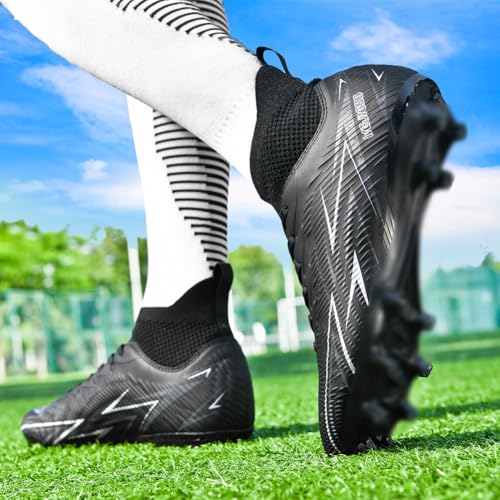 Image of Unisex FG Cleats Training Athletic Non-Slip Long Studs High-Top Football Soccer Shoes for Youth
