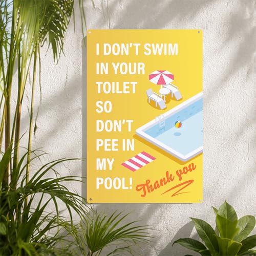 Cartel metálico decorativo para piscina 12x8 pulg miniatura 6