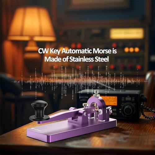 Image of Putikeeg CW Telegraph Key - Heavy Duty Aluminum Alloy Classical Morse Code Key, Shortwave Radio Ham Send Telegram Practice Oscillator Straight Key (Purple)