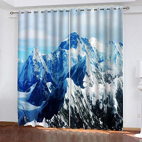 XKSJWY Lot De 2 Rideau Thermique Isolant Anti Froid, Rideaux Chambre pour Adulte Et Enfant, 3D Paysage Naturel De Montagne De Neige Motif Rideaux À Oeillets, Rideaux Occultants Salon Cuisine 240X230C Cover