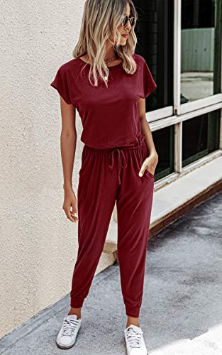 image for Angashion Women's Jumpsuits - Crewneck One Off Shoulder Short Sleeve E
