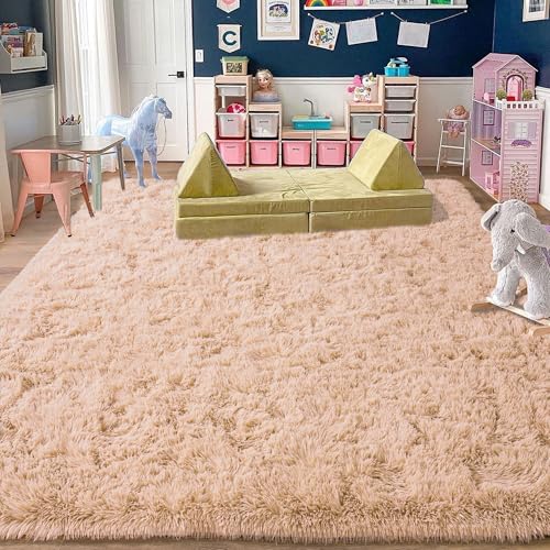 Camel Rugs for Bedroom, Soft Shaggy Modern Shag 4x6 Area Rug for Living Room, Upgrade Non-Slip Plush Fluffy Carpet for Kids Boys Girls Room Home Decor Aesthetic