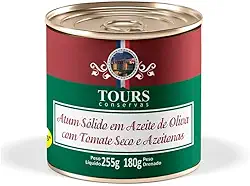 Atum Sólido em Azeite de Oliva com Tomate Seco e Azeitonas Tours 255g