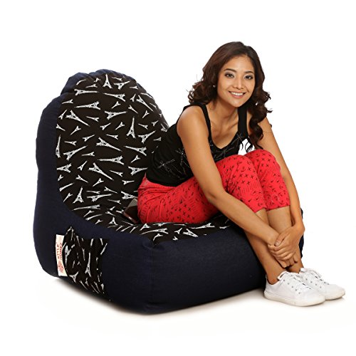 Image of Style Homez Urban Design Denim Canvas Abstract Printed Bean Bag XXL Size Filled with Beans Fillers