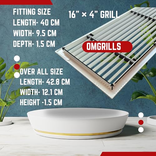 Image of Aluminium Powder Coated Grill, Grill for ac, hvac, ventilation grill, home grill, ac grill,Return Air Grill for Wall, Sidewall and Ceiling (WHITE, 16 inch*4 inch)