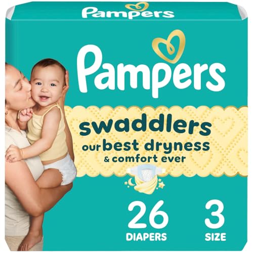 Image of Pampers Swaddlers Diapers, Size 3 (13-26 lbs), 26 Count, Absorbent, Keeps Baby Dry and Comfortable, Skin Safe Disposable Baby Diaper (Packaging May Vary)
