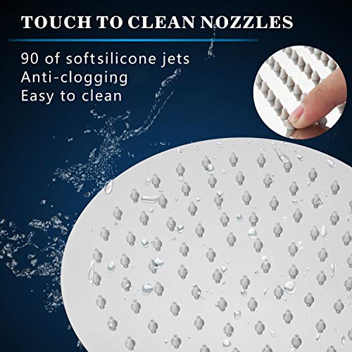Voolan Rain Shower Head, High Pressure High Flow Stainless Steel Rainfall Shower Head, Ultra-Thin Design-Pressure Boosting, Experience A Spa Shower (8 Inch, Chrome) #TOP3
