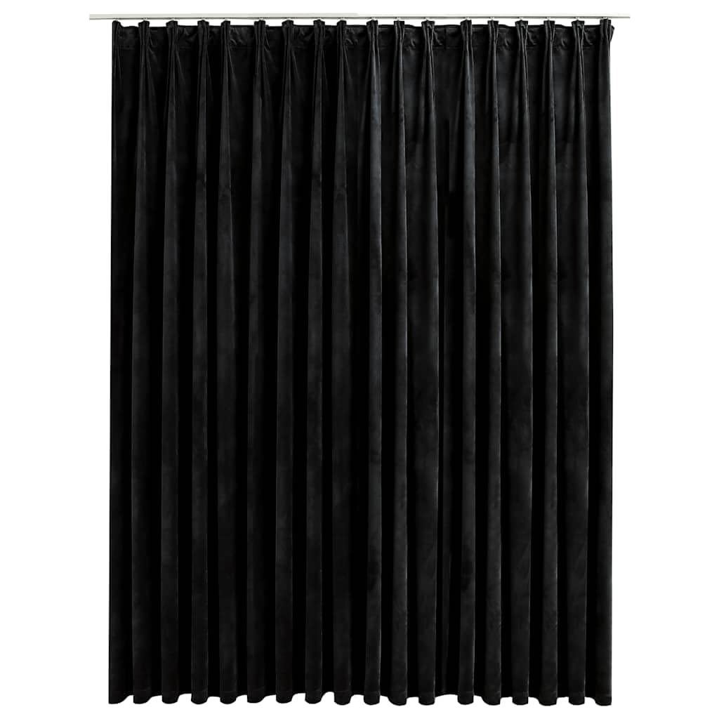 Générique Rideau Velours Noir Occultant 290x245 cm avec Crochets