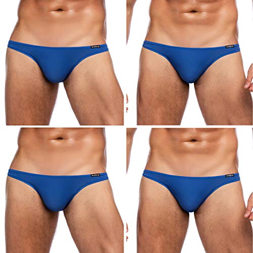 Avidlove Men's Sexy Briefs Low Rise Ice Silk Bikinis Seamless Underwear Blue XXL