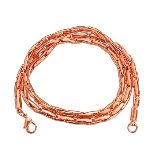 SUNYARAN Pure Copper Round Box Link Chain Necklace for Men & women, 16 Inch Long Solid Copper Statement Jewelry Set Gift for Women & Men