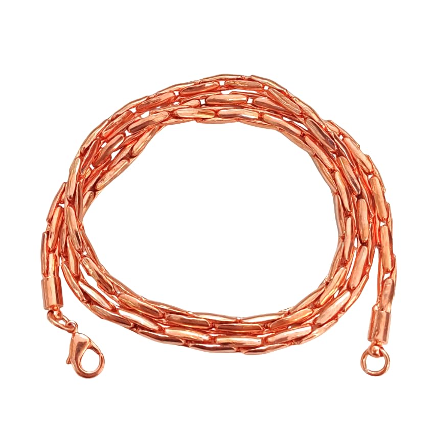 Pure Copper Round Box Link Chain Necklace for Men & Women, Solid Copper Statement Jewelry Gift Set, Multiple Lengths (16–26 Inch)