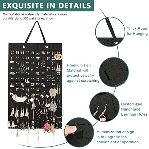 Image of HASTHIP Wall Hanging Earring Organizer Box, Felt Earrings Organizer Box for Women, Earring Holder Jewellery Organizer Display for Earring Necklace Bracelet Ring, Holds Up to 300 Pairs Earrings
