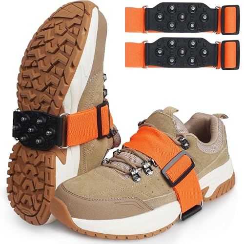 滑り止めスパイク アイゼン 雪 靴 耐久硬質合金 一体枠の7ピン 雪対策 アイススパイク