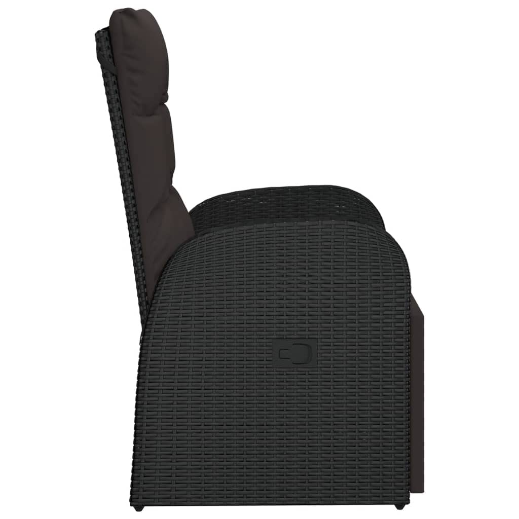 vidaXL Chaise Inclinable de Jardin et Coussin Fauteuil d'Extérieur Chaise de Patio Terrasse Arrière-Cour Robuste Résine Tressée Noir