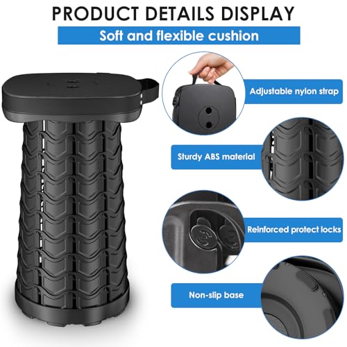 Image of aboutool 2 Pack Collapsible Stool - Portable Folding Stool for Adults, Lightweight Yet Sturdy 400lbs Capacity for Camping Fishing Hiking Outdoor